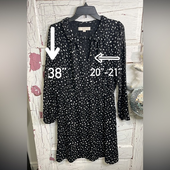 LOFT Petite Black & Wht Dress • Elastic Waist • Lined • Midi • Whimsygoth • 4P • - Picture 1 of 9
